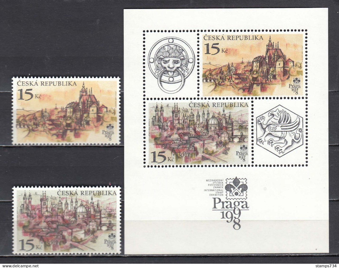 Czech Rep. 1997 - Stamp Exhibition PRAGA'98, Mi-Nr. 156/57+Bl. 5, MNH** - Nuovi