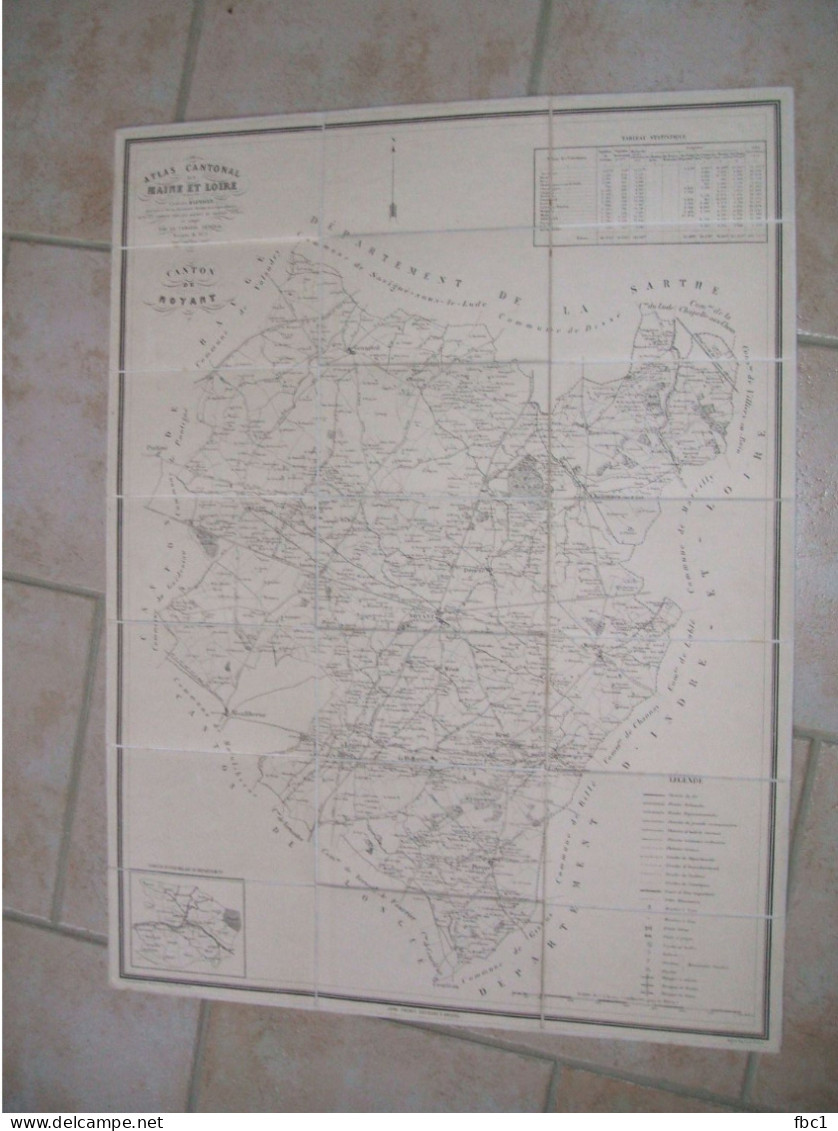 Carte Atlas Cantonal De Maine Et Loire - Canton De Noyant - 1873 Par Charles Blordier - Topographical Maps