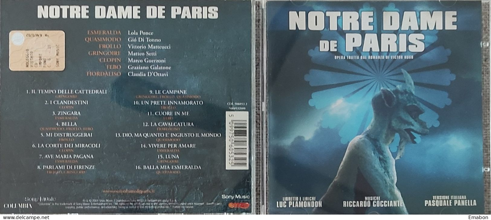 BORGATTA - FILM MUSIC  - Cd RICCARDO COCCIANTE, PLAMONDON, - NOTRE DAME DE PARIS - COLUMBIA 2001 - USATO In Buono Stato - Filmmusik