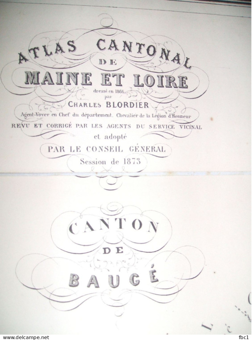 Carte Atlas Cantonal De Maine Et Loire - Canton De Baugé - 1873 Par Charles Blordier - Cartes Topographiques