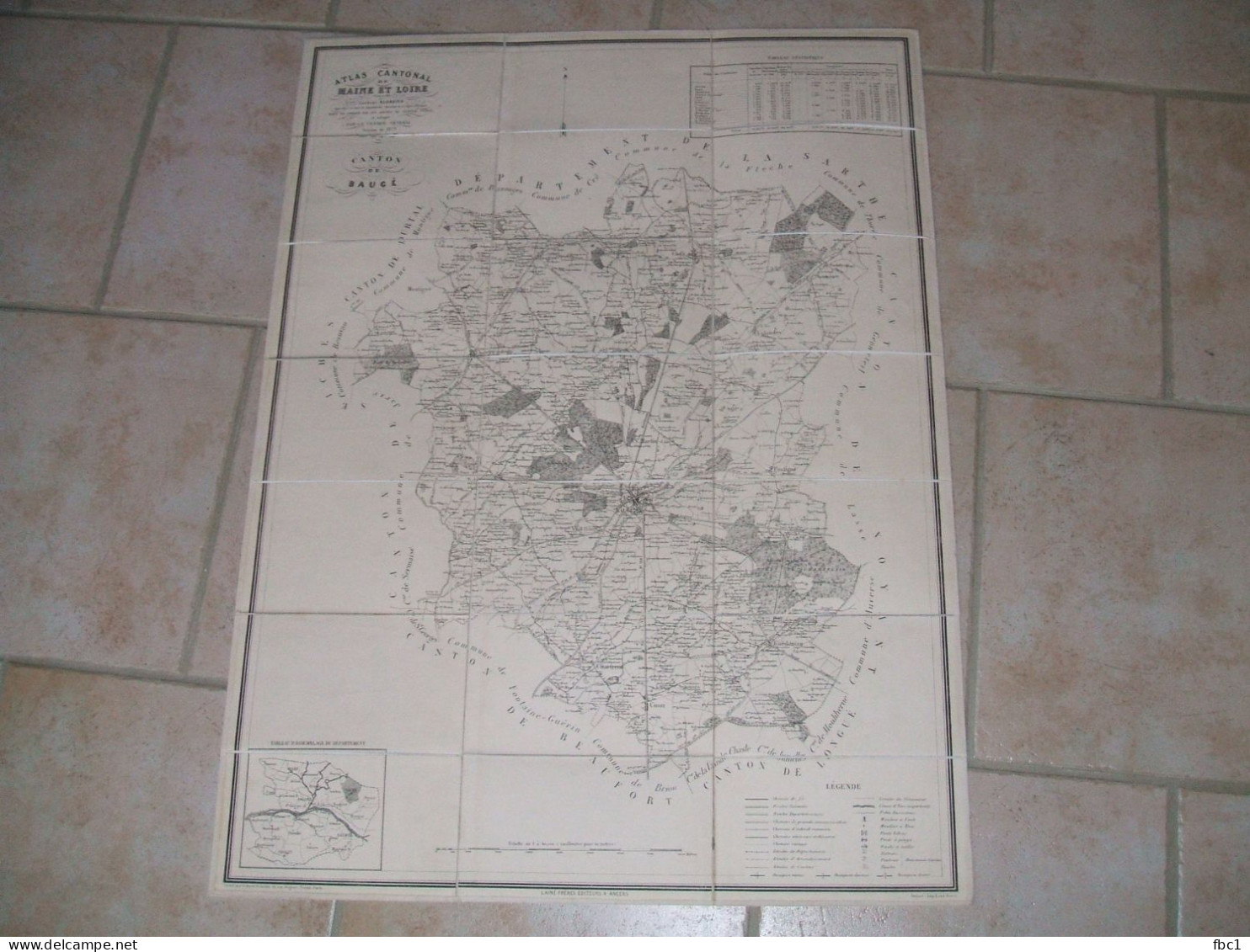 Carte Atlas Cantonal De Maine Et Loire - Canton De Baugé - 1873 Par Charles Blordier - Cartes Topographiques