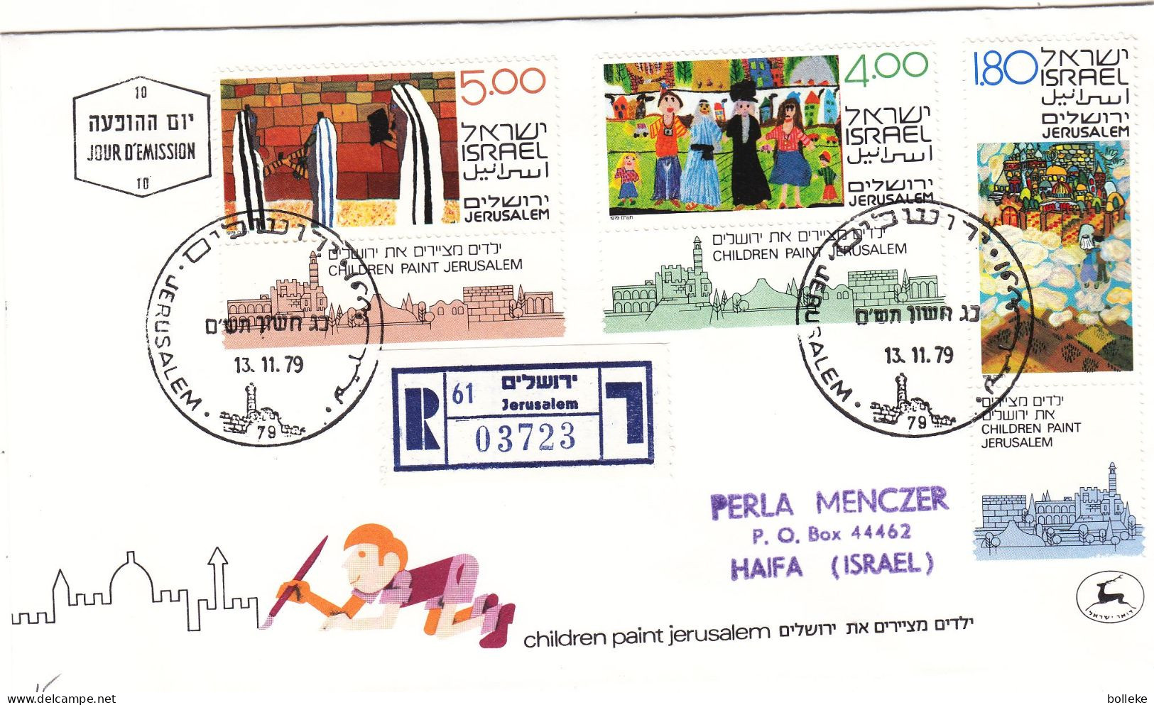 Israël - Lettre Recom De 1979 - Oblit Jerusalem - Peintures D'enfants - - Covers & Documents