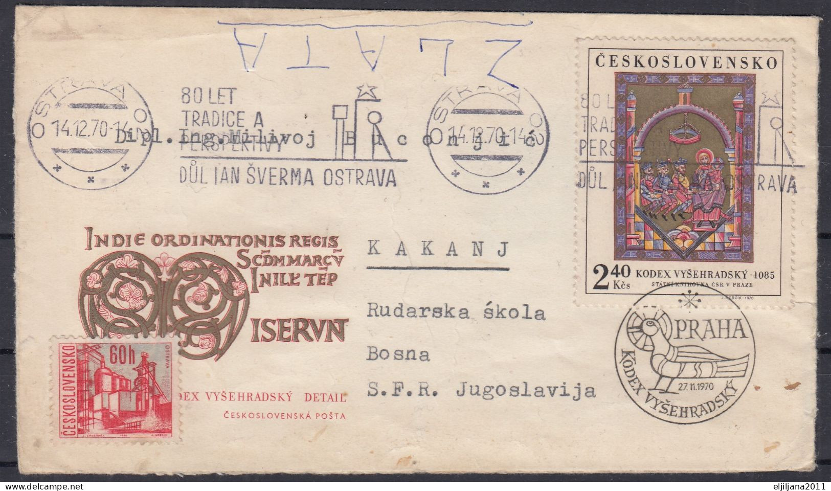 ⁕ Czechoslovakia 1970 ⁕ Commemorative Envelope / Cover ⁕ OSTRAVA To KAKANJ Bosnia - Briefe U. Dokumente