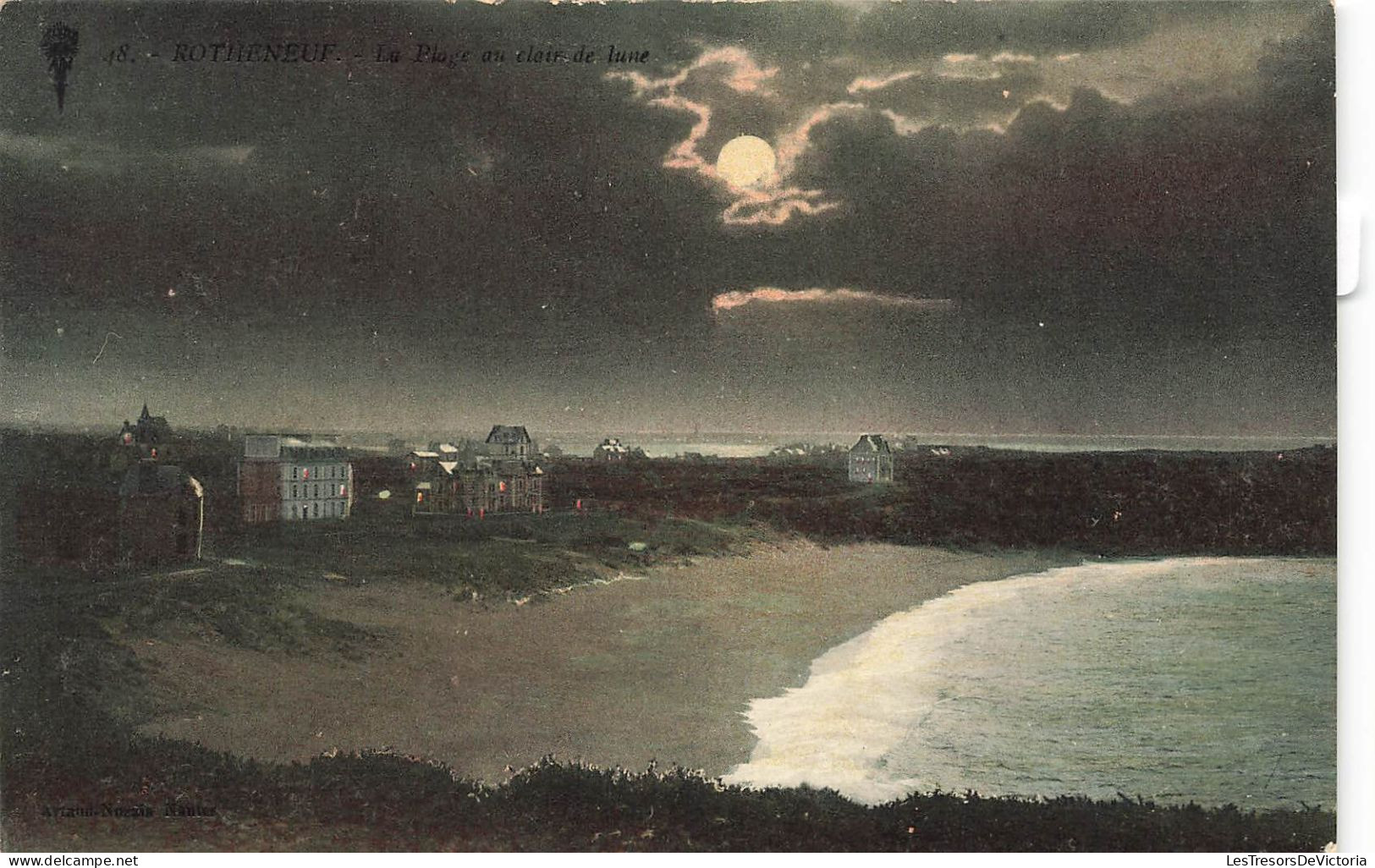 FRANCE - Rotheneuf - Vue Sur La Plage Au Clair De Lune - Colorisé - Carte Postale Ancienne - Rotheneuf
