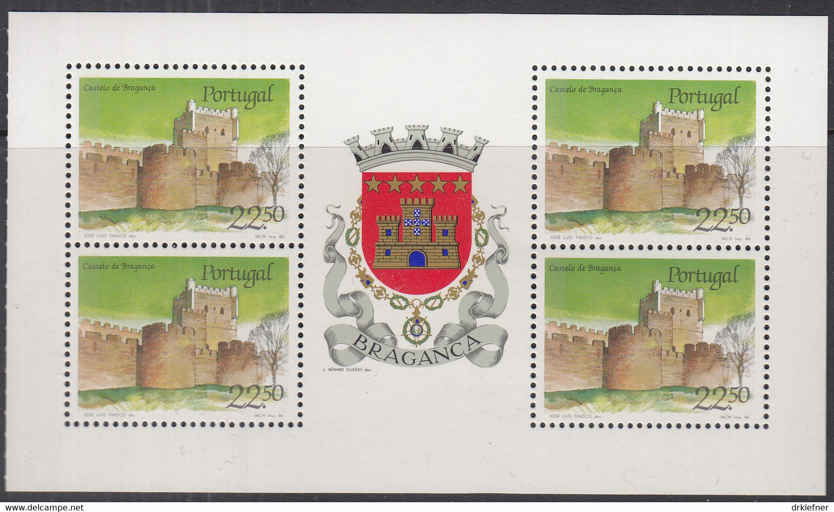 PORTUGAL  1689, Heftchenblatt, Postfrisch **, Burgen Und Schlösser: 4 Braganca, 1986 - Carnets