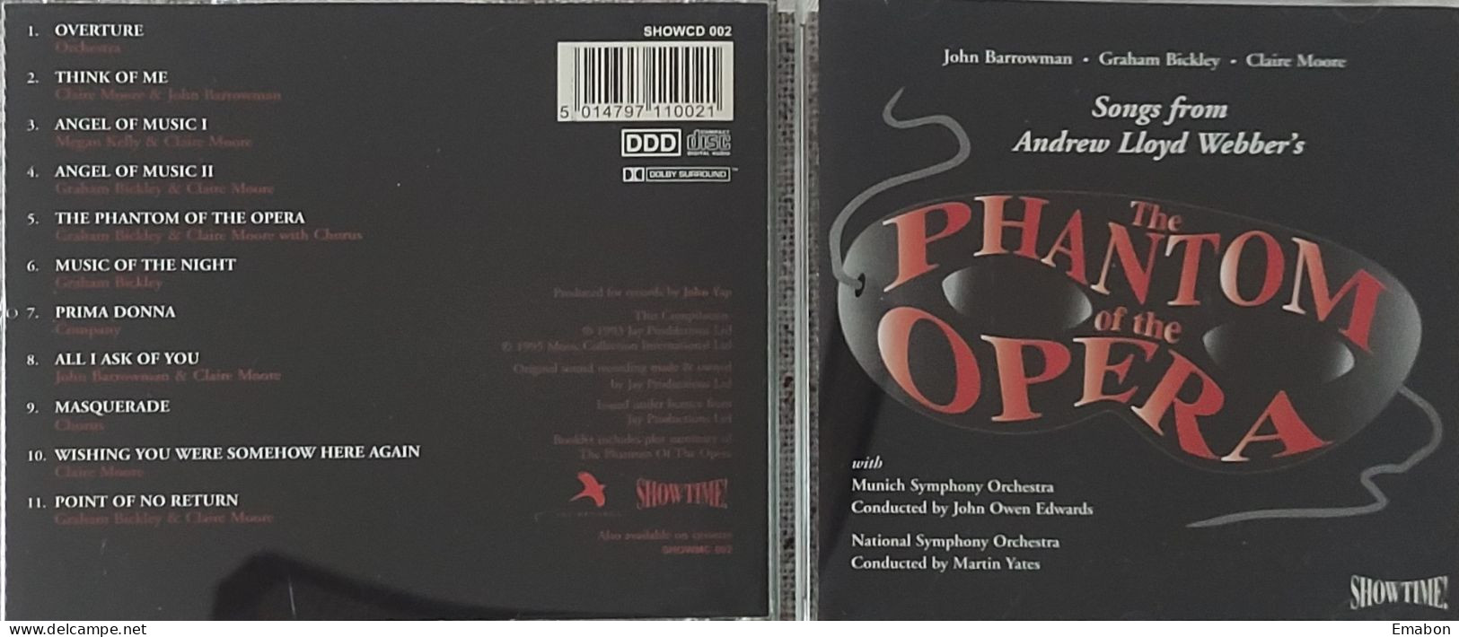 BORGATTA - FILM MUSIC  - Cd ANDREW LLOYD WEBBER'S - THE PHANTOM OF THE OPERA - SHOWTIME 1995 - USATO In Buono Stato - Soundtracks, Film Music