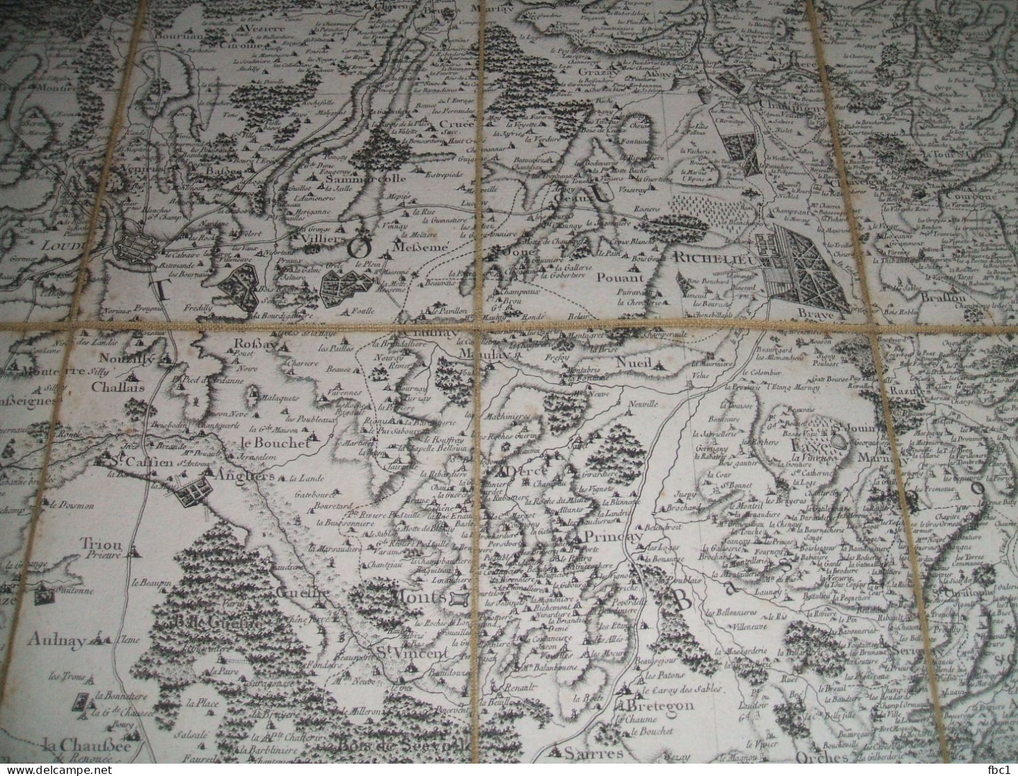 Carte De Cassini Région Richelieu -Saumur (N°66) Loudun, Montreuil Bellay, Azay Le Rideau (entoilée) - Cartes Topographiques