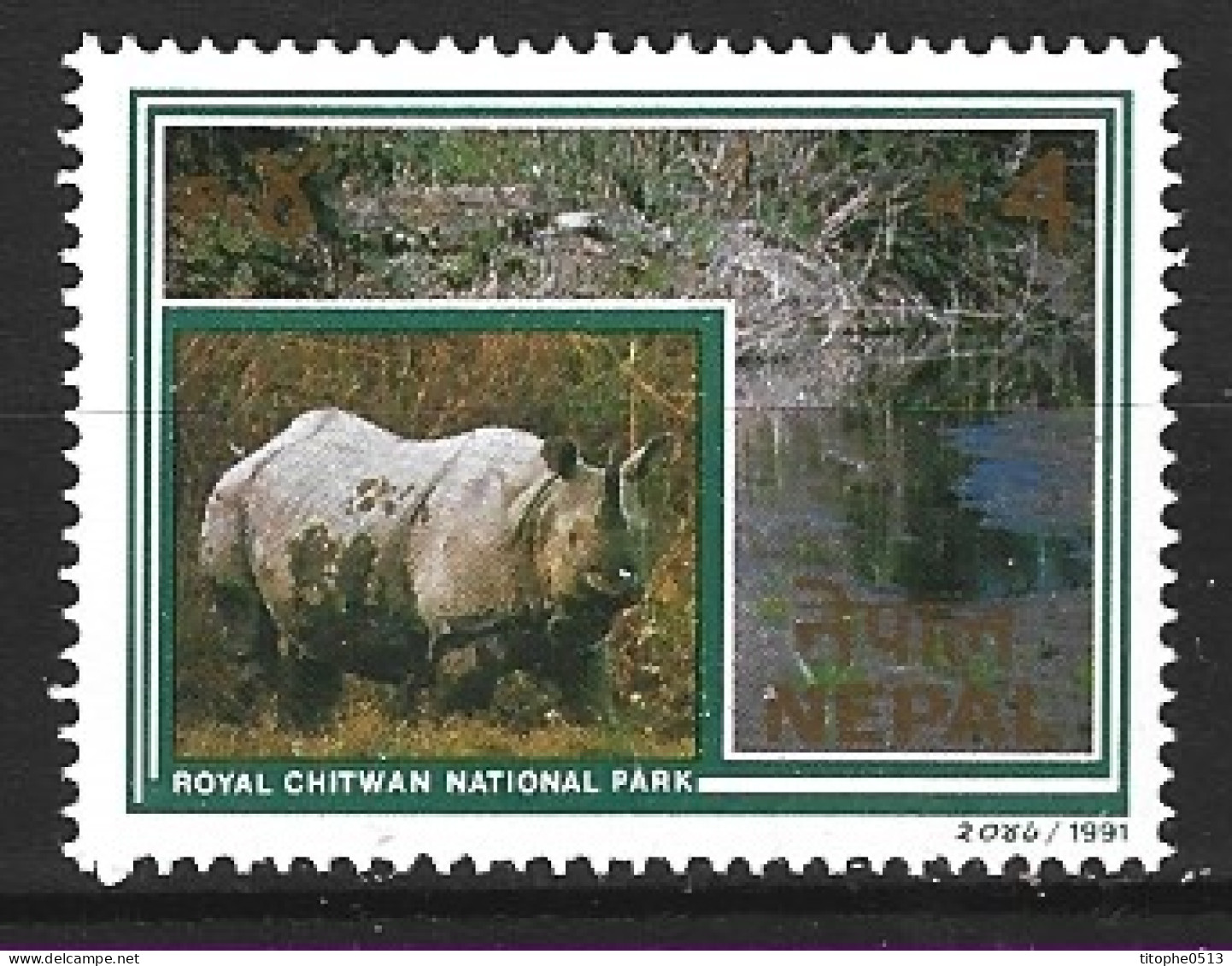 NEPAL. N°482 De 1991. Rhinocéros. - Neushoorn