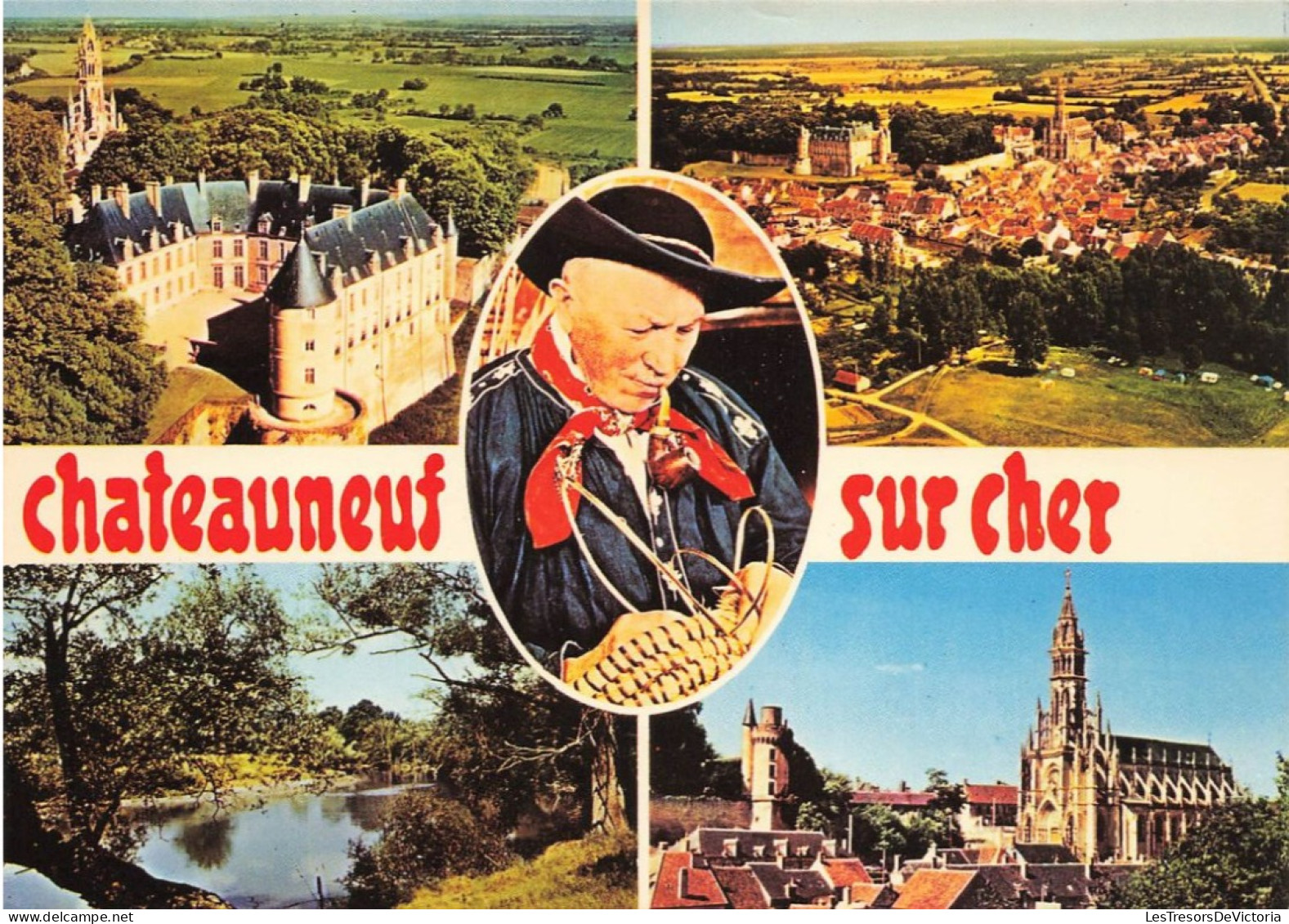 FRANCE - Chateauneuf Sur Cher (cher) - Le Château - Vue Générale Aérienne Sur Les Bords Du Cher - Carte Postale - Chateauneuf Sur Cher