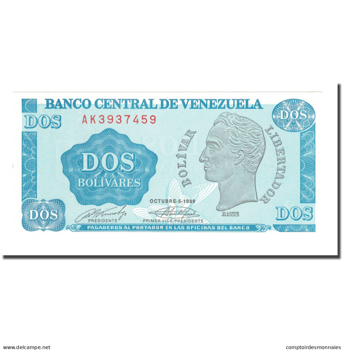Billet, Venezuela, 2 Bolivares, 1989, 1989-10-05, KM:69, NEUF - Venezuela