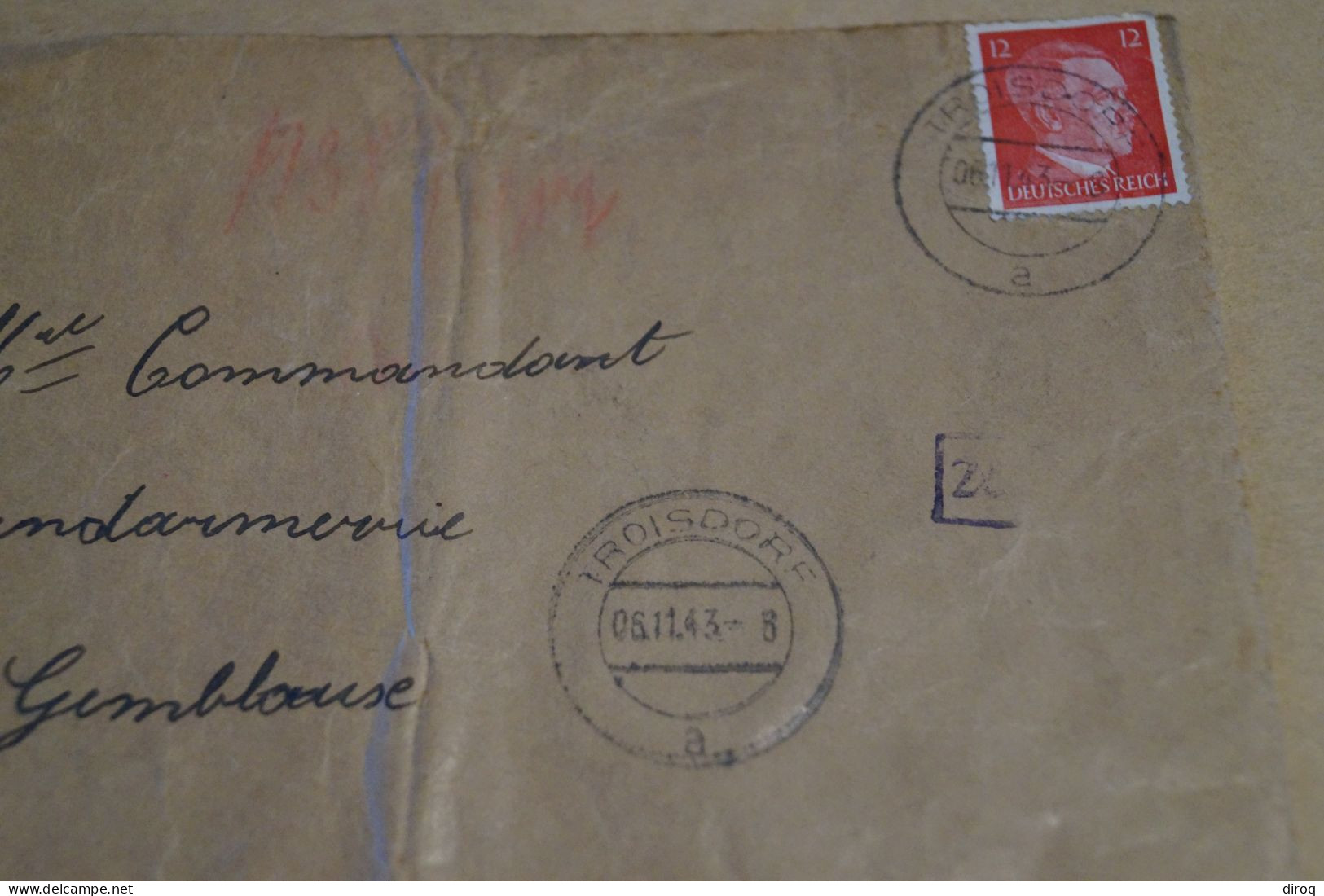 Guerre 40-45,bel Envoi En Belgique,1943,censure Militaire,occupation Allemande,belle Oblitération Militaire - Storia Postale