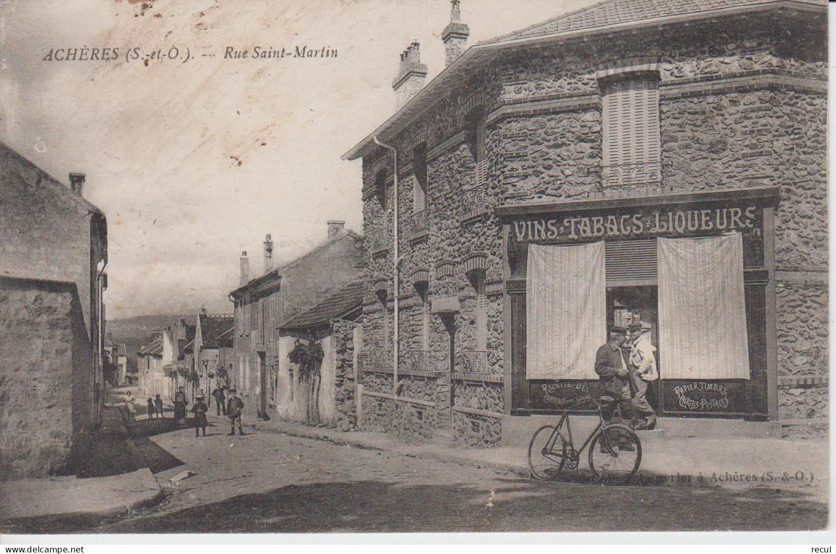 YVELINES - ACHERES - Rue Saint Martin   ( - Vue Sur Le  Commerce   VINS - TABACS - LIQUEURS ) - Acheres