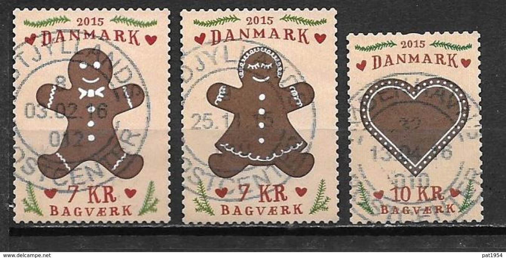 Danemark 2015 N°1817/1819 Oblitérés Biscuits De Noël - Used Stamps