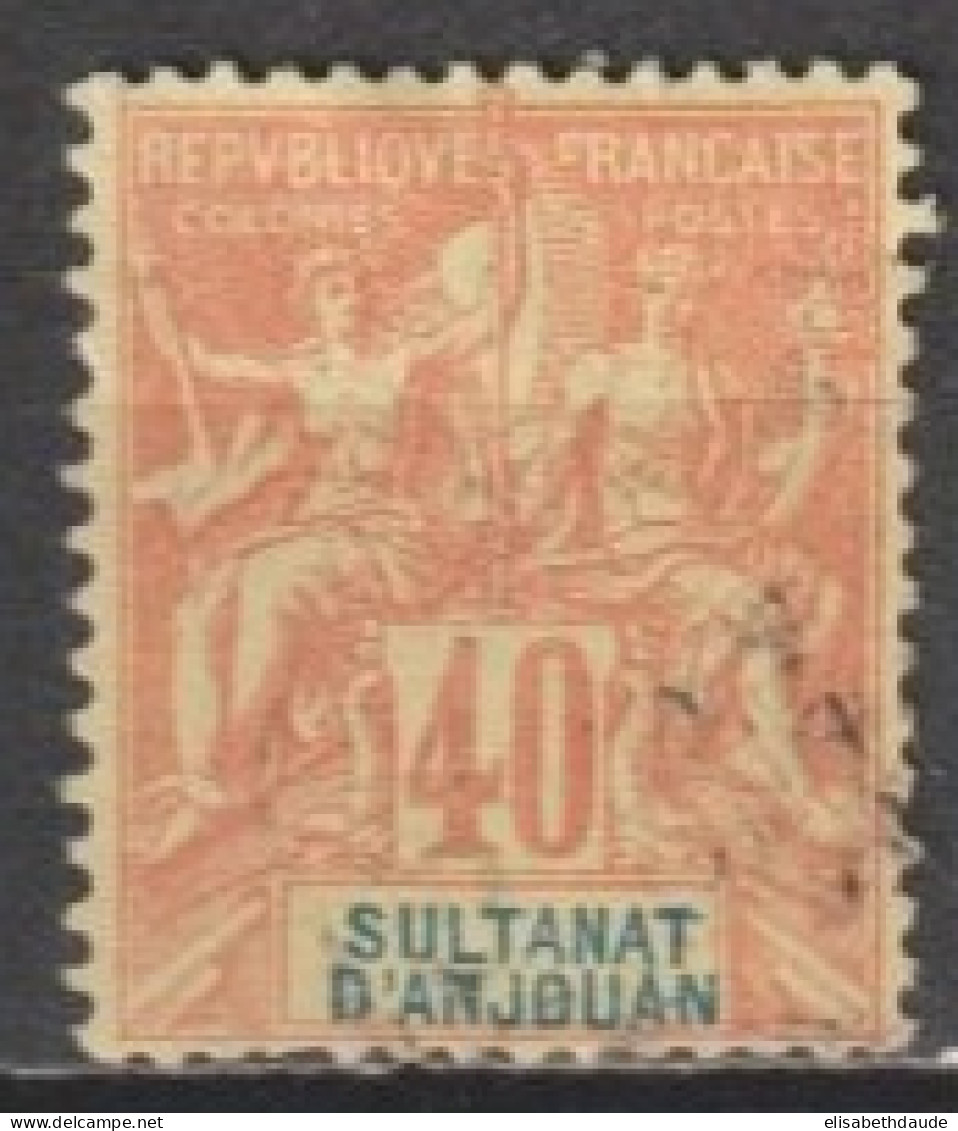 ANJOUAN - 1892 - YVERT N°10 OBLITERE - COTE = 40 EUR - - Usados