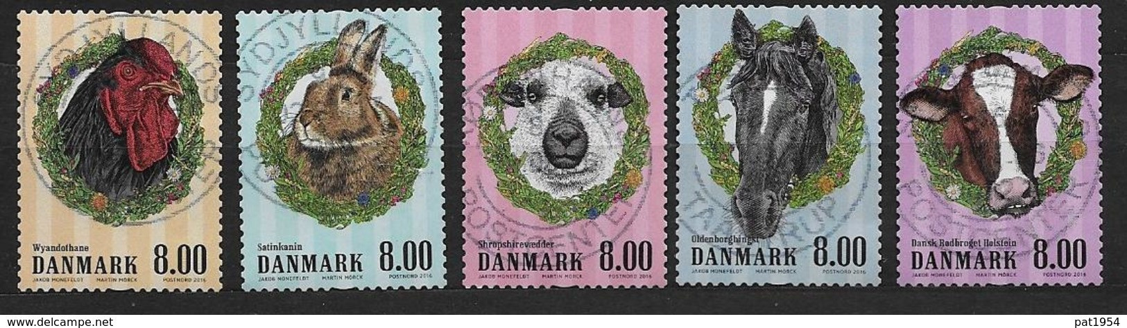 Danemark 2016 N° 1834/1838 Oblitérés Animaux De La Ferme - Gebruikt