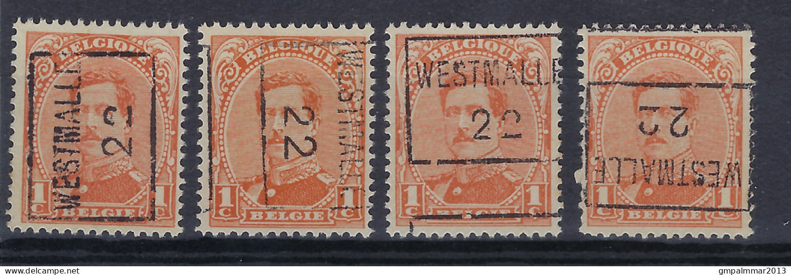 ALBERT I Nr. 135  Voorafgestempeld Nr. 2800  A + B + C + D  WESTMALLE 22  ; Staat Zie Scan ! LOT 282 - Roller Precancels 1920-29