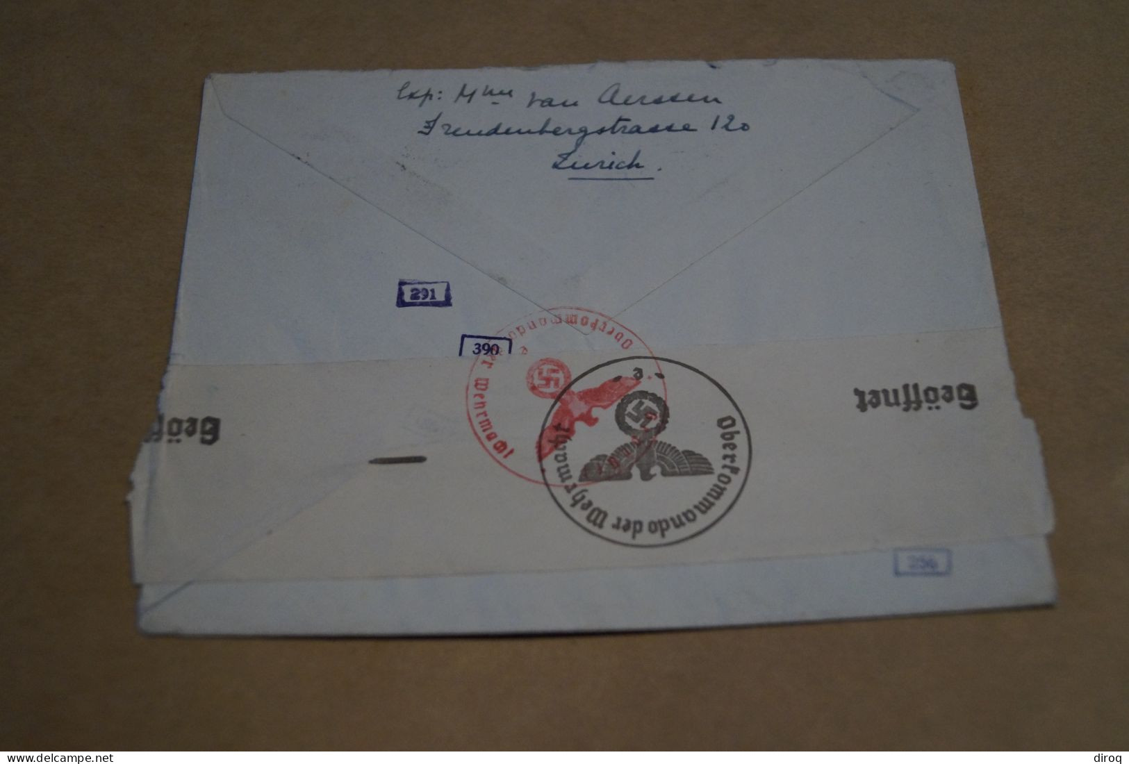 Guerre 40-45,bel Envoi Suisse En Belgique,1941,censure Militaire,occupation Allemande,belle Oblitération Militaire - Storia Postale