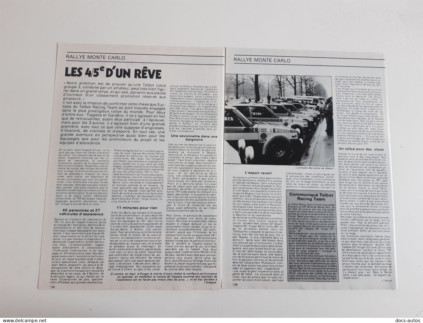 Rallye Monte-Carlo 1981 - Coupure De Presse Automobile - Andere & Zonder Classificatie