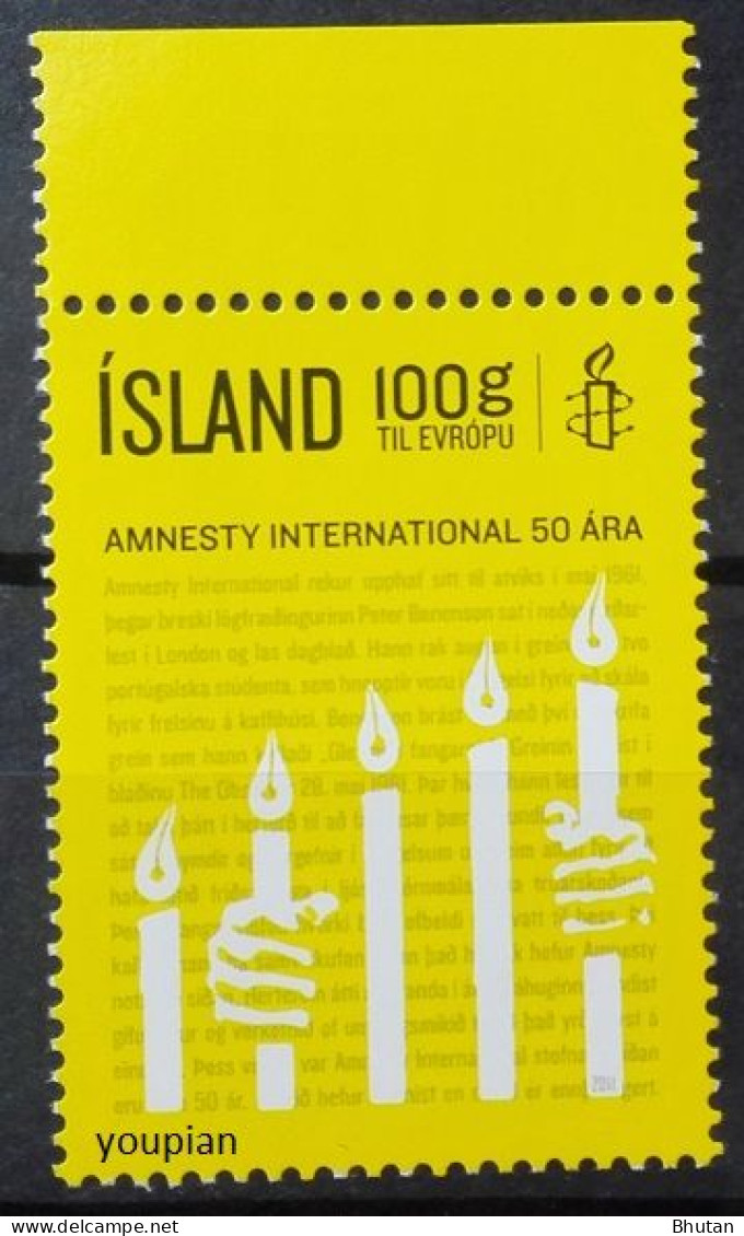 Iceland 2011, 50th Anniversary Of Amnesty International, MNH Single Stamp - Neufs
