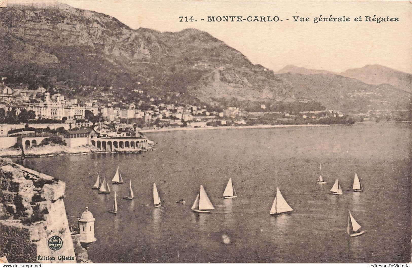 MONACO - Monte Carlo - Vue Générale De La Ville Et Régates - Carte Postale Ancienne - Monte-Carlo