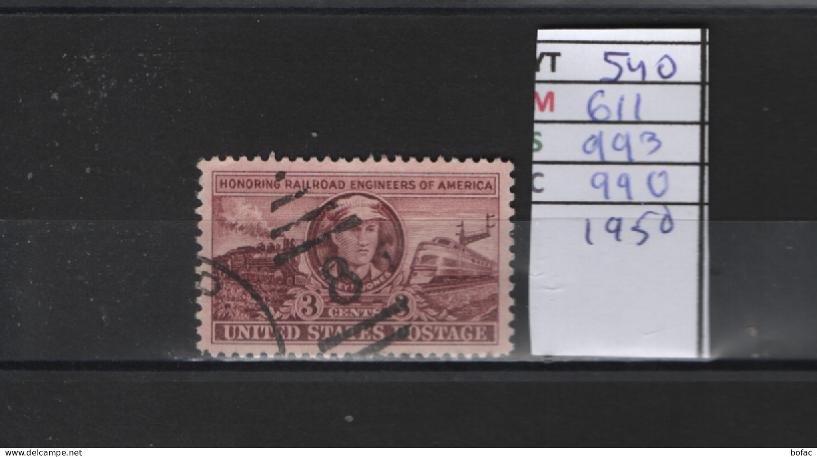 PRIX FIXE Obl 540  YT 611 MIC 993 SCO 990 GIBJ. Luther Casey Jones & Locomotives 1950 Etats Unis 58A/05 - Used Stamps