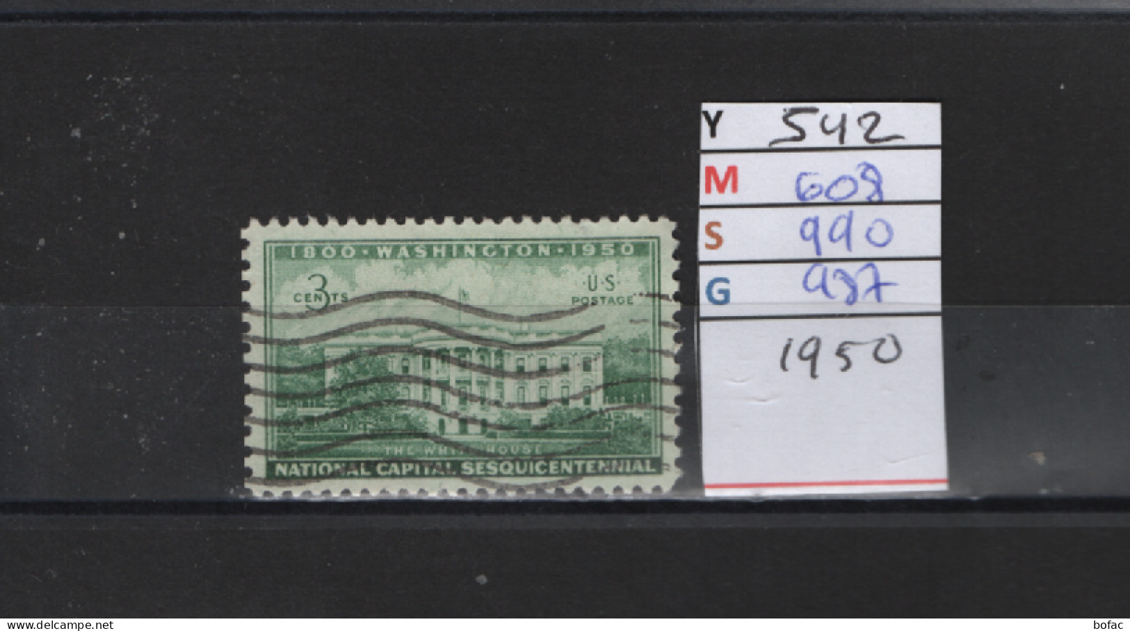 PRIX FIXE Obl 542 YT 608 MIC 990 SCO 987 GIB Maison Blanche 1950 Etats Unis 58A/05 - Used Stamps