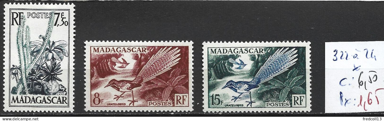 MADAGASCAR FRANCAIS 322 à 24 * Côte 6.50 € - Unused Stamps