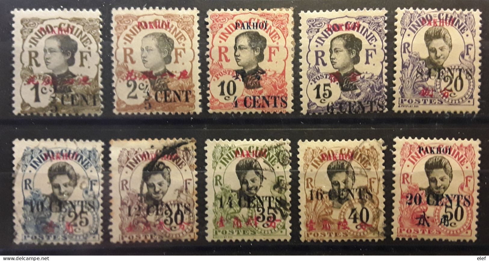PAKHOI PAK HOI 1919, 10 Timbres Yvert No 51,52,55 / 62 Neufs Et Obl TB - Usados