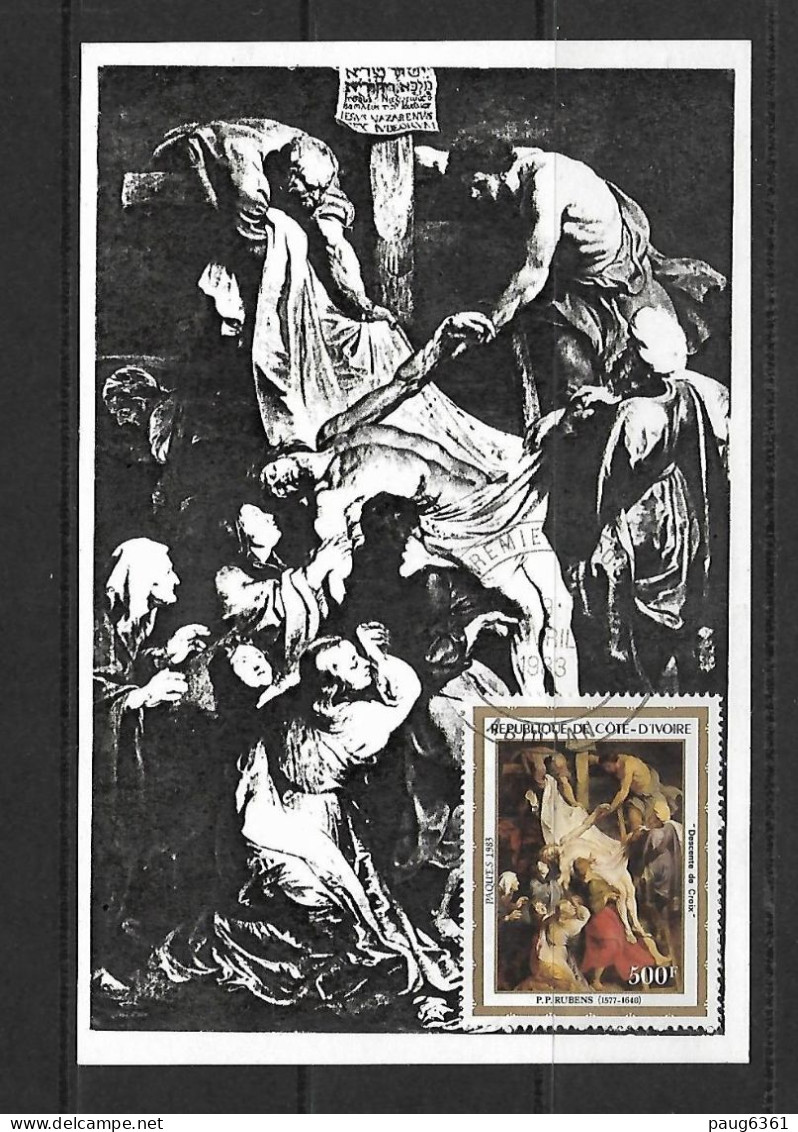 COTE D'IVOIRE 1983  CARTE MAXIMUM  RUBENS-LA DESCENTE DE LA CROIX  YVERT N°654 - Rubens