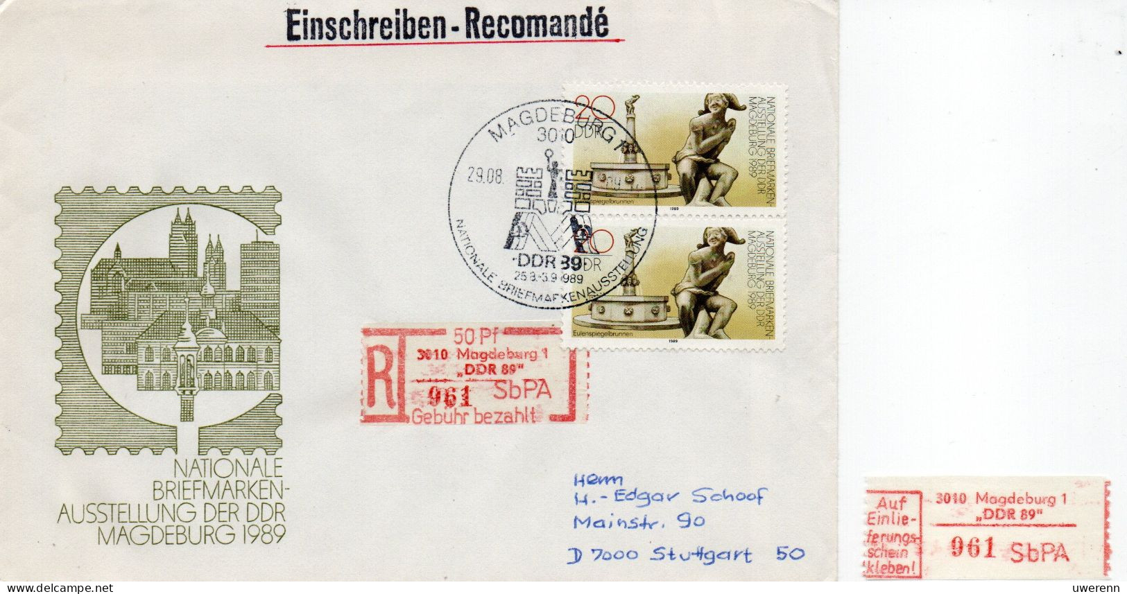 DDR 1986. Einschreibemarke SbPA Gebr., EM 3-3010-DDR89(4), Brief - Etiquettes De Recommandé