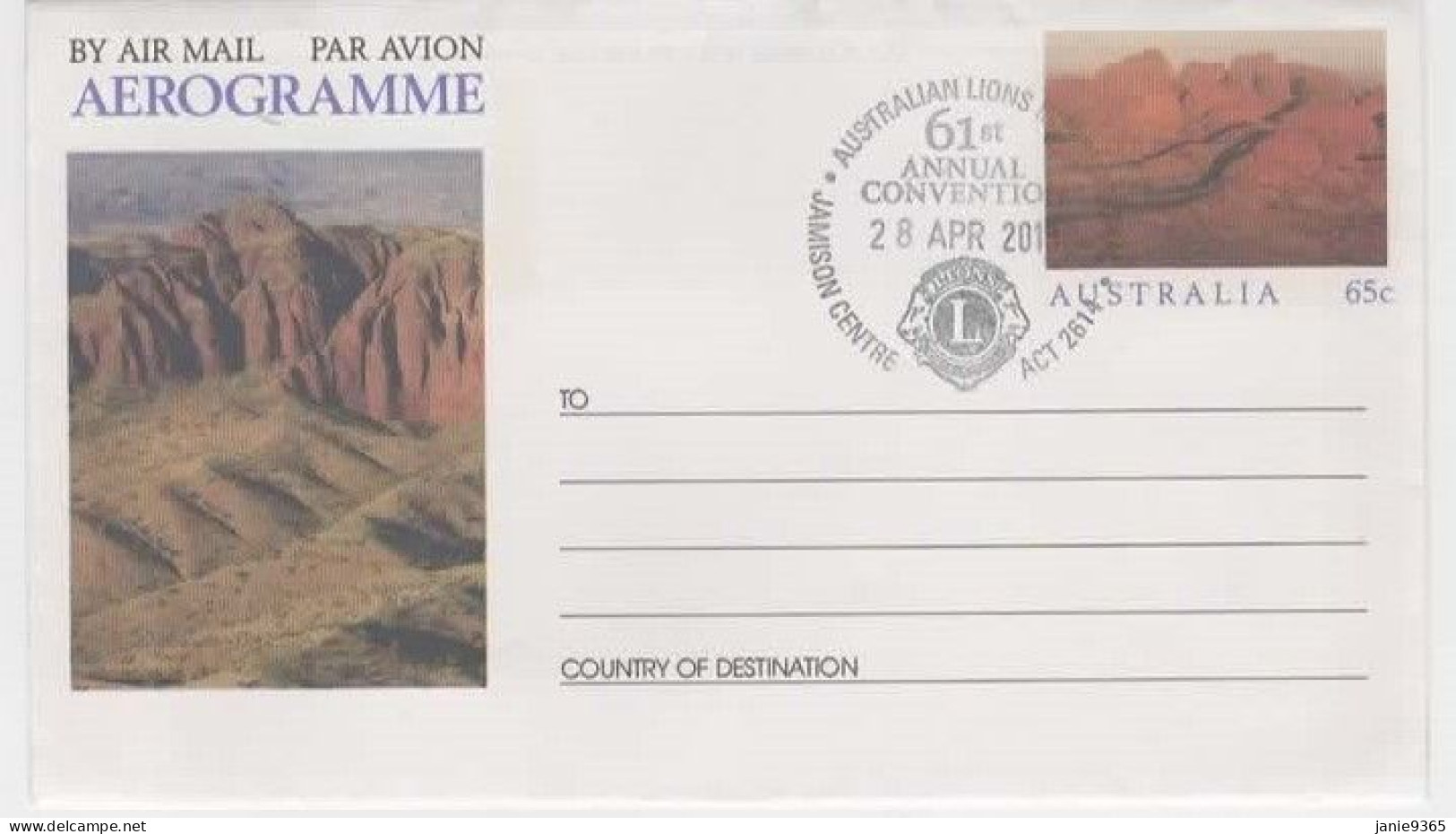 Australia  2013  Lions 61st Annual Convention, Souvenir Cover - Cartas & Documentos