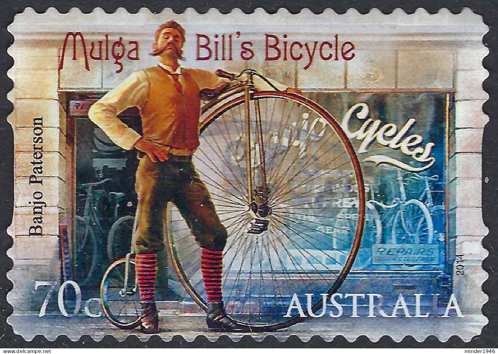 AUSTRALIA 2014 QEII 70c Multicoloured, Bush Ballads-Mulga Bills Bicycle Self Adhesive Stamp SG4179 FU - Used Stamps