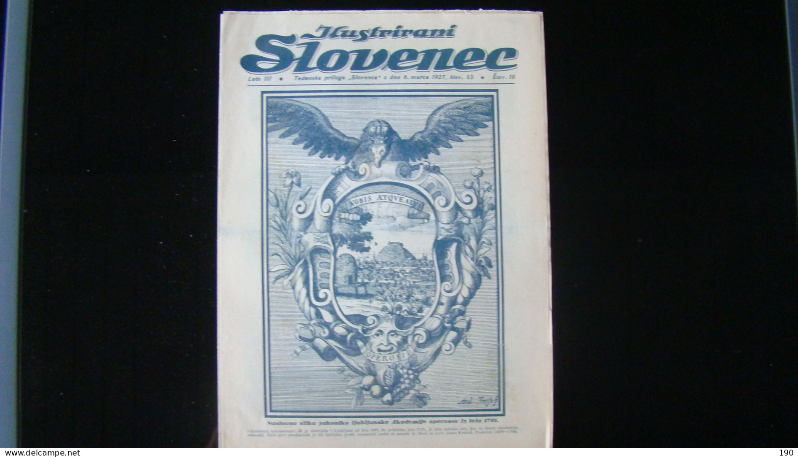 Newspaper Priloga Ilustrirani Slovenec, Naslovna Slika Zakonika Ljubljanske Akademije Operosov Iz Leta 1701 - Langues Slaves