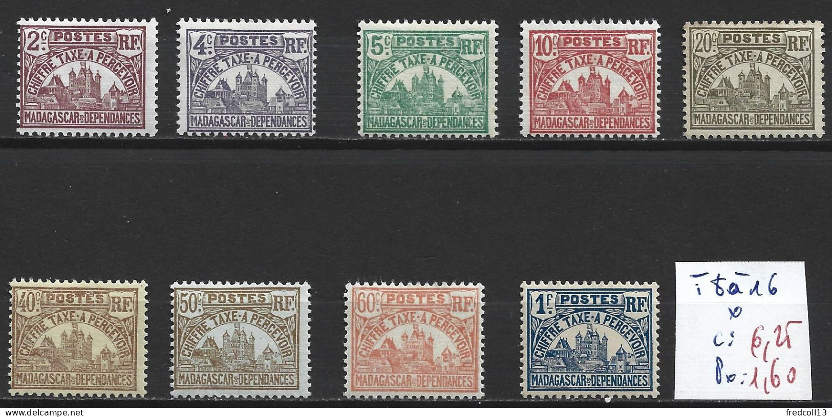 MADAGASCAR FRANCAIS TAXE 8 à 16 * Côte 6.25 € - Postage Due