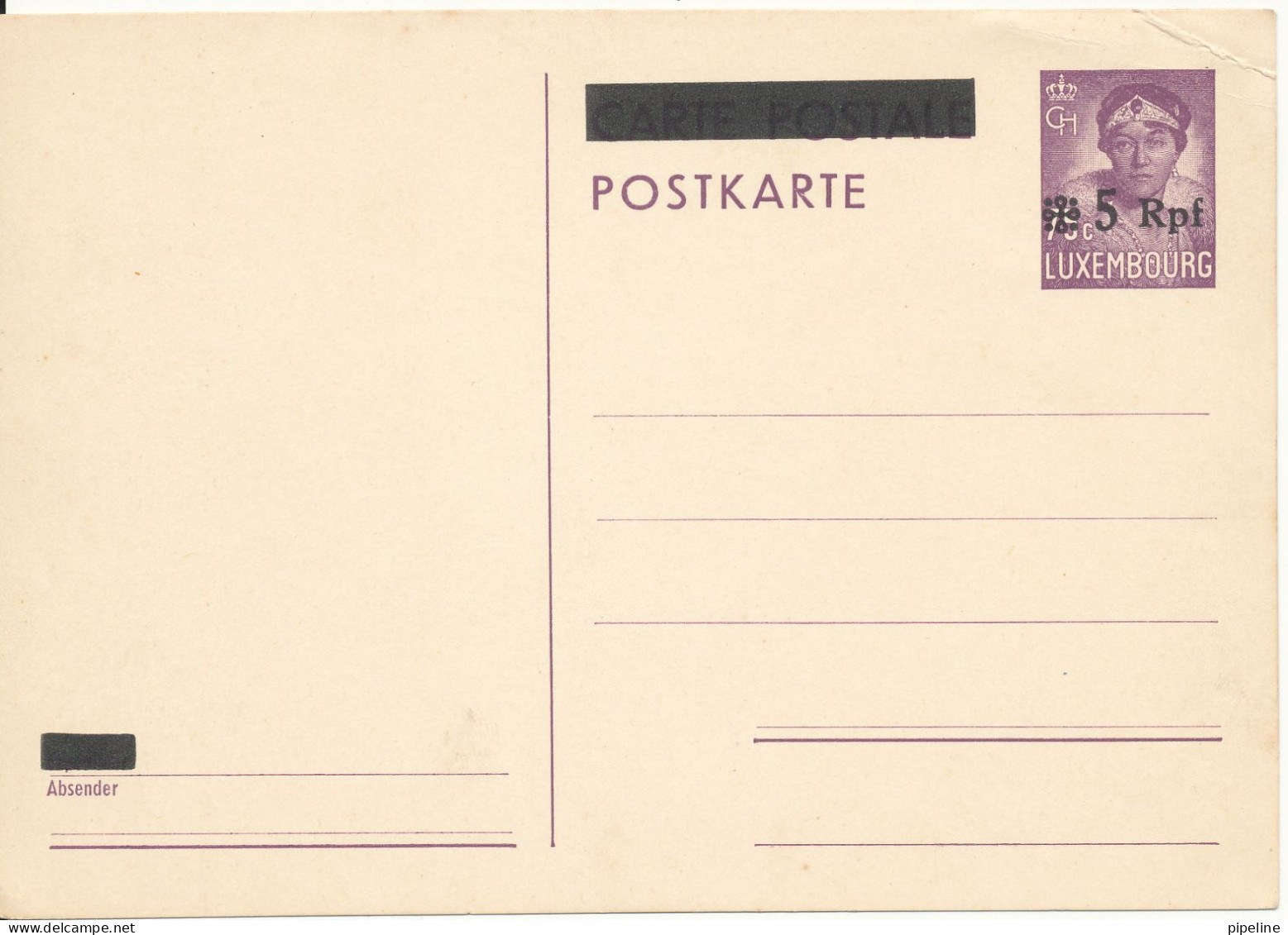 Luxembourg Postal Stationery Postcard Overprinted In Mint Condition (a Weak Corner Of The Card) - Postwaardestukken