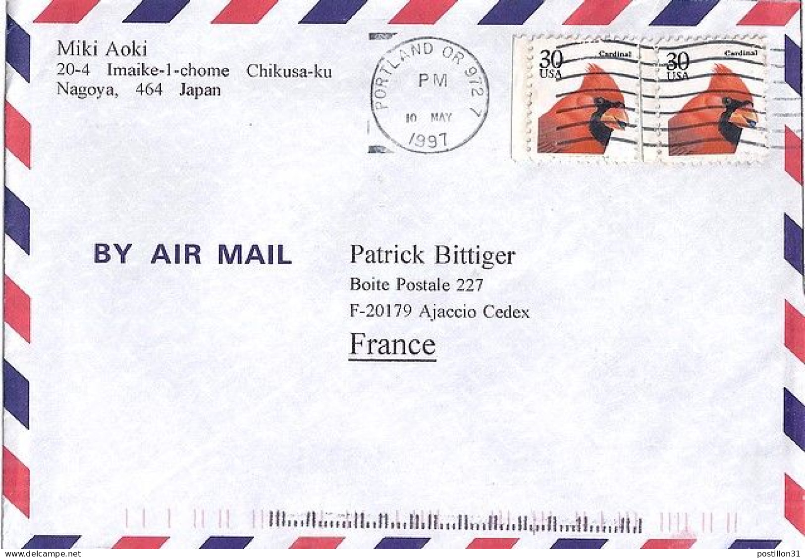 USA N° S/L.DE PORTLAND/10.5.97 POUR LA FRANCE - Lettres & Documents