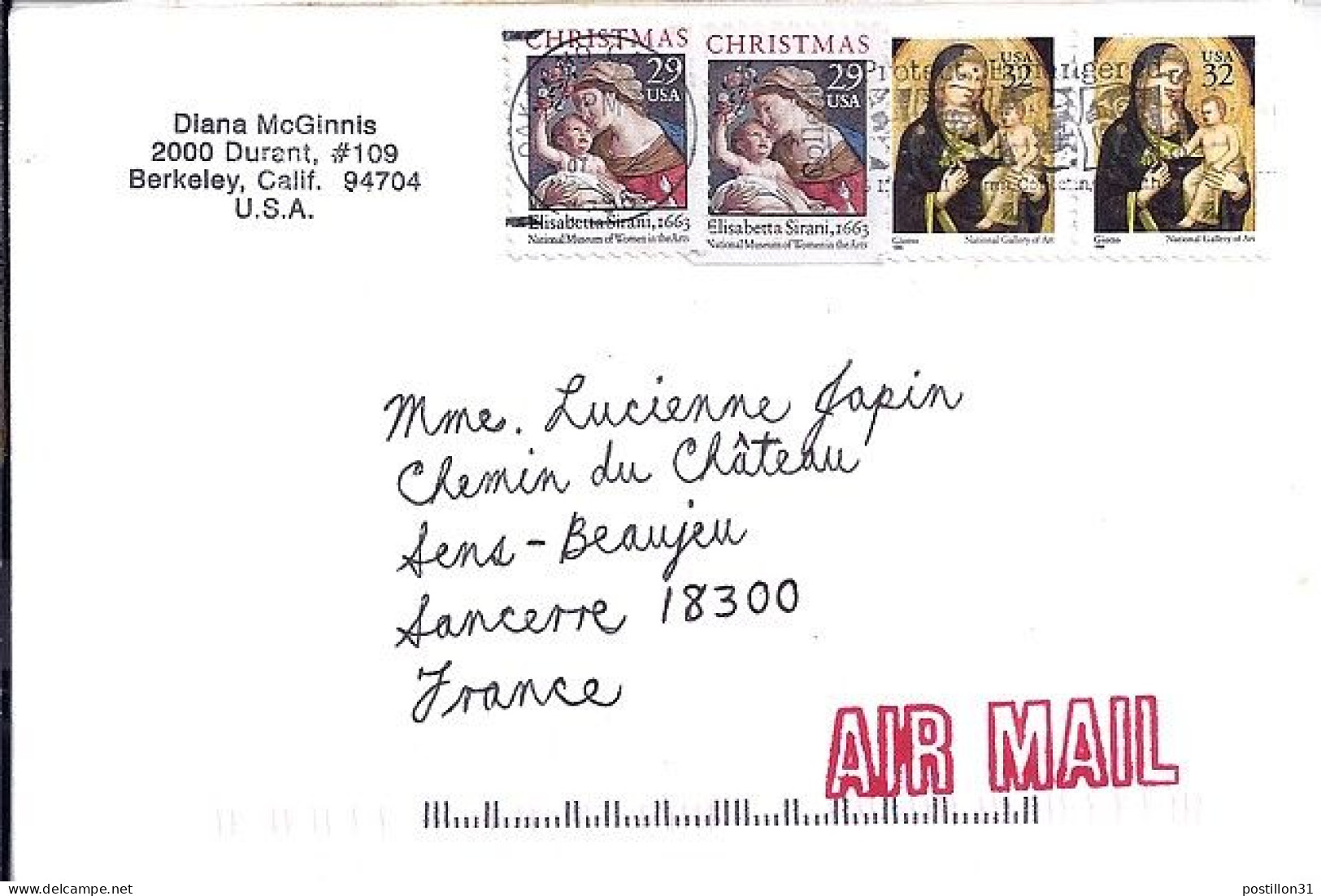 USA N° S/L.DE OAKLAND/7.12.96 POUR LA FRANCE - Storia Postale