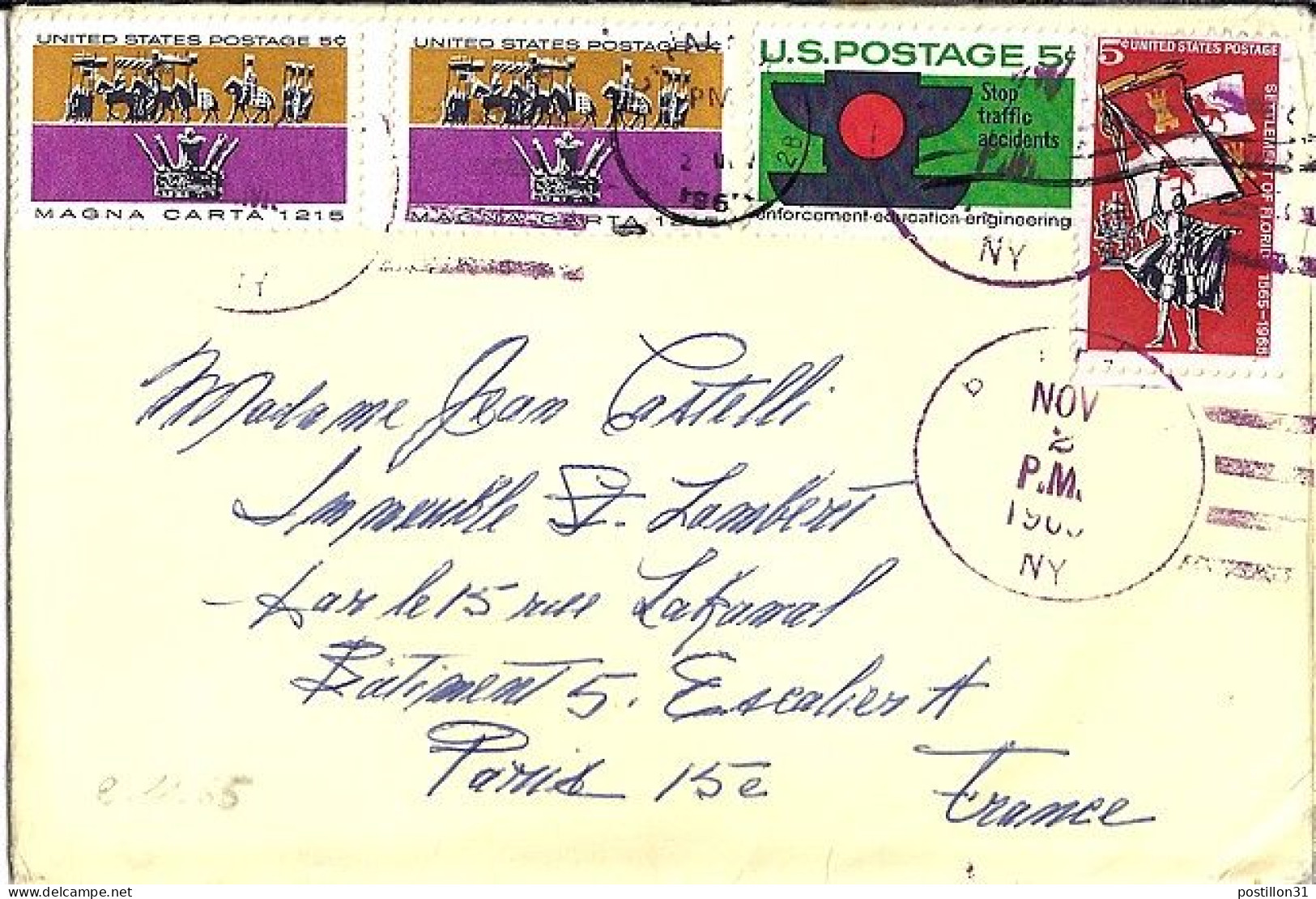 USA N° 788/789/782x2 S/L.DE BUFFALO/2.11.65 POUR LA FRANCE - Storia Postale