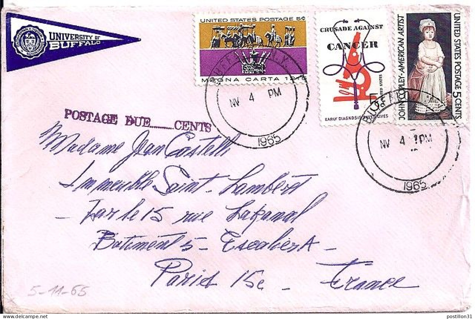 USA N° 790/782/+COMPL S/L.DE BUFFALO/4.11.65 POUR LA FRANCE - Covers & Documents