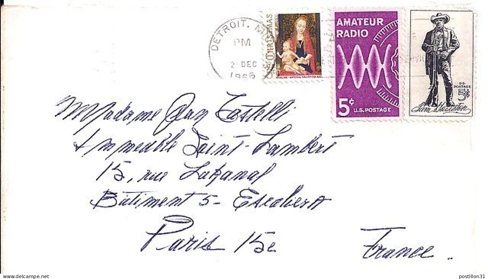 USA N° 757/776/815 S/L.DE DETROIT/2.12.66 POUR LA FRANCE - Storia Postale