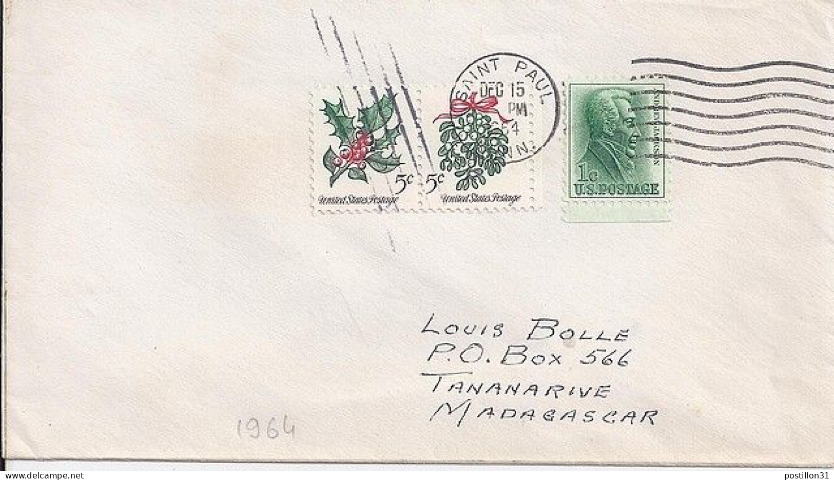 USA N° 740/769/770 S/L.DE ST PAUL / 15.12.64 POUR MADAGASCAR - Brieven En Documenten