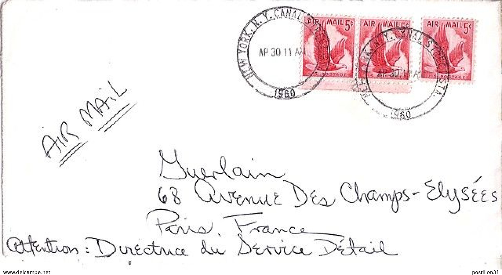 USA N° PA48 X 3 S/L.DE NY/30.4.60 POUR LA FRANCE - Lettres & Documents
