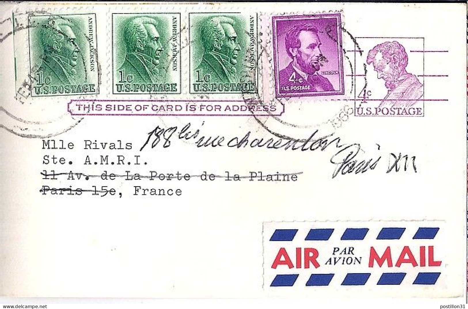 USA N° 740x3/589 S/ENTIER POSTAL DE WASHINGTON/4.2.66 POUR LA FRANCE - Lettres & Documents