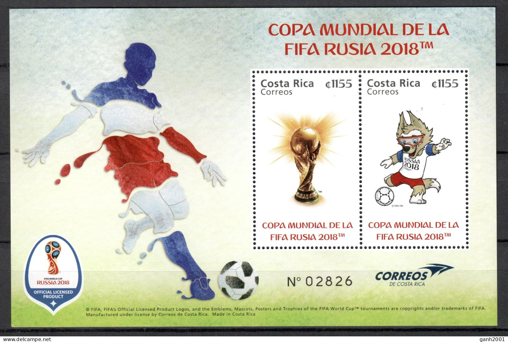 Costa Rica 2018 / FIFA World Football Cup Russia MNH Campeonato Mundial Fútbol Rusia / Cu21342  24-14 - 2018 – Russie