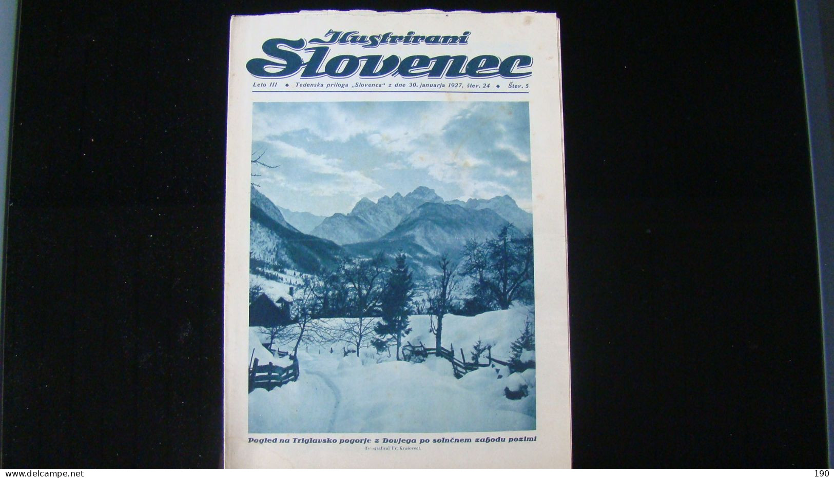 Newspaper Priloga Ilustrirani Slovenec, Pogled Na Triglavsko Pogorje Z Dovjega Po Soncnem Zahodu Pozimi - Slav Languages