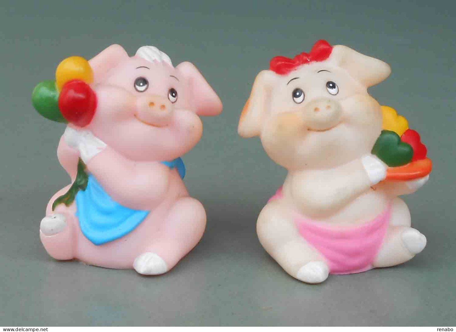 Coppia Di Maialini, Pair Of Piglets; Rubber, Gomma, Never Used; Temperamatite, Pencil-Sharpener, Taille Crayon,Anspitzer - Pigs