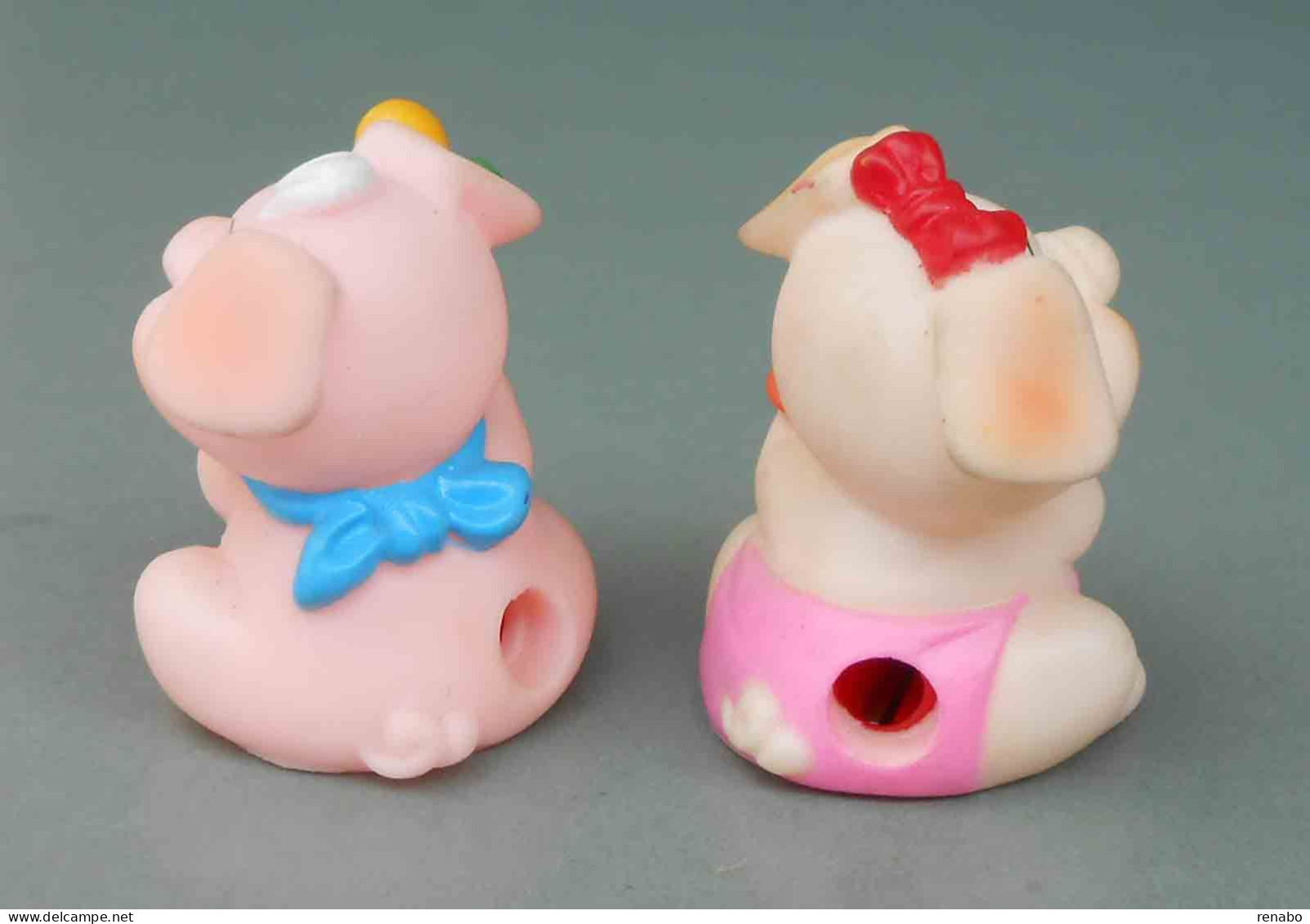 Coppia Di Maialini, Pair Of Piglets; Rubber, Gomma, Never Used; Temperamatite, Pencil-Sharpener, Taille Crayon,Anspitzer - Pigs