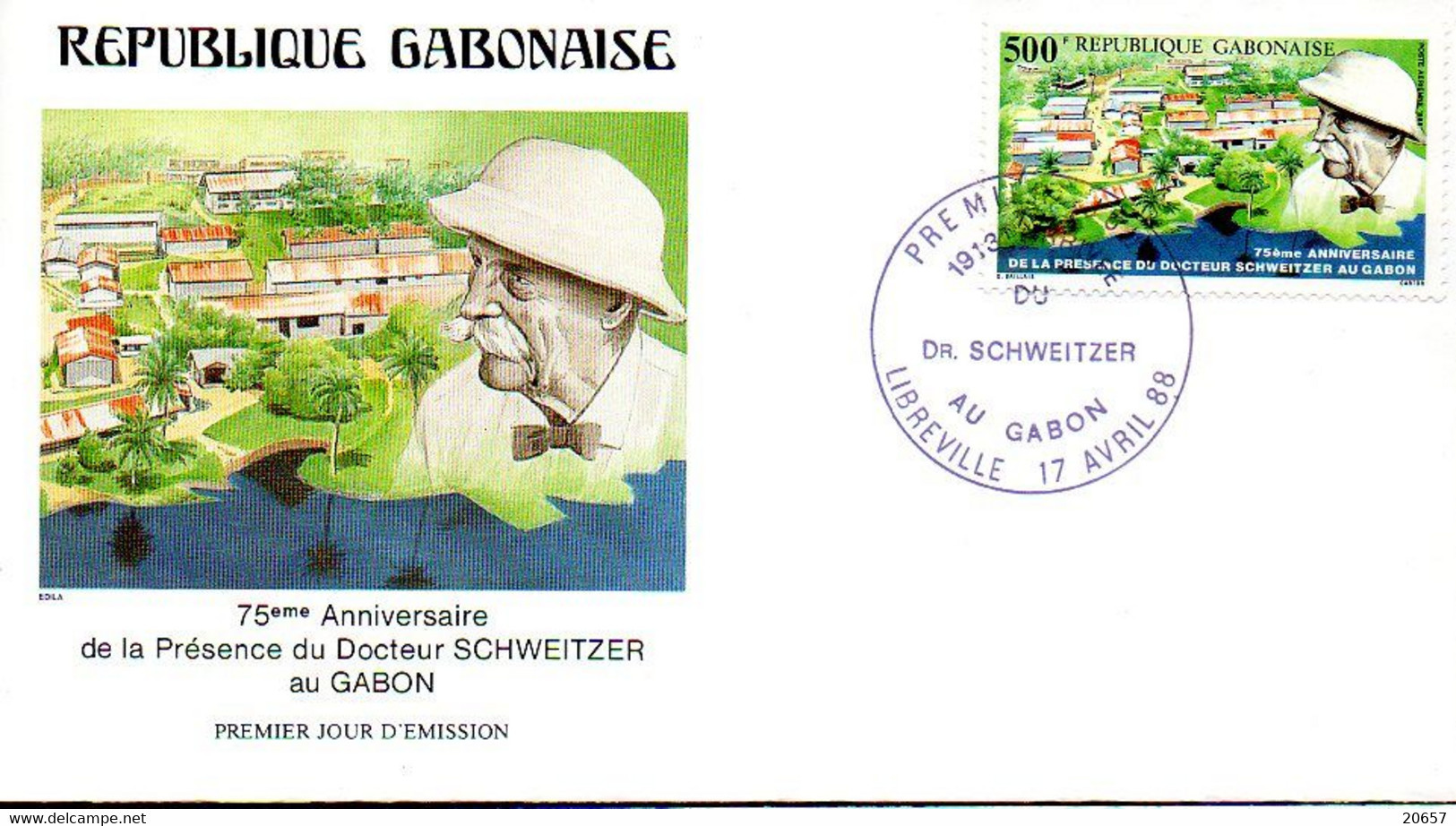 GABON A 286 Fdc Albert Schweitzer, Lèpre, Prix Nobel - Albert Schweitzer