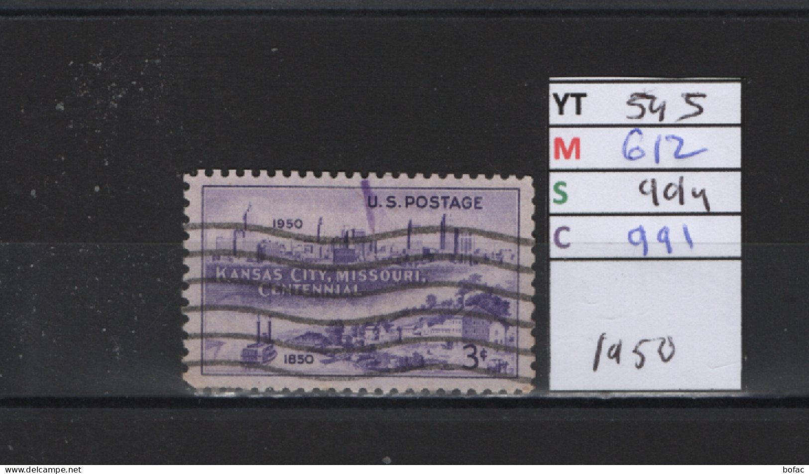 PRIX FIXE Obl 545 YT 612 MIC 994 SCO 991 GIB Kansas City Missouri 1950 Etats Unis 58A/05 - Used Stamps