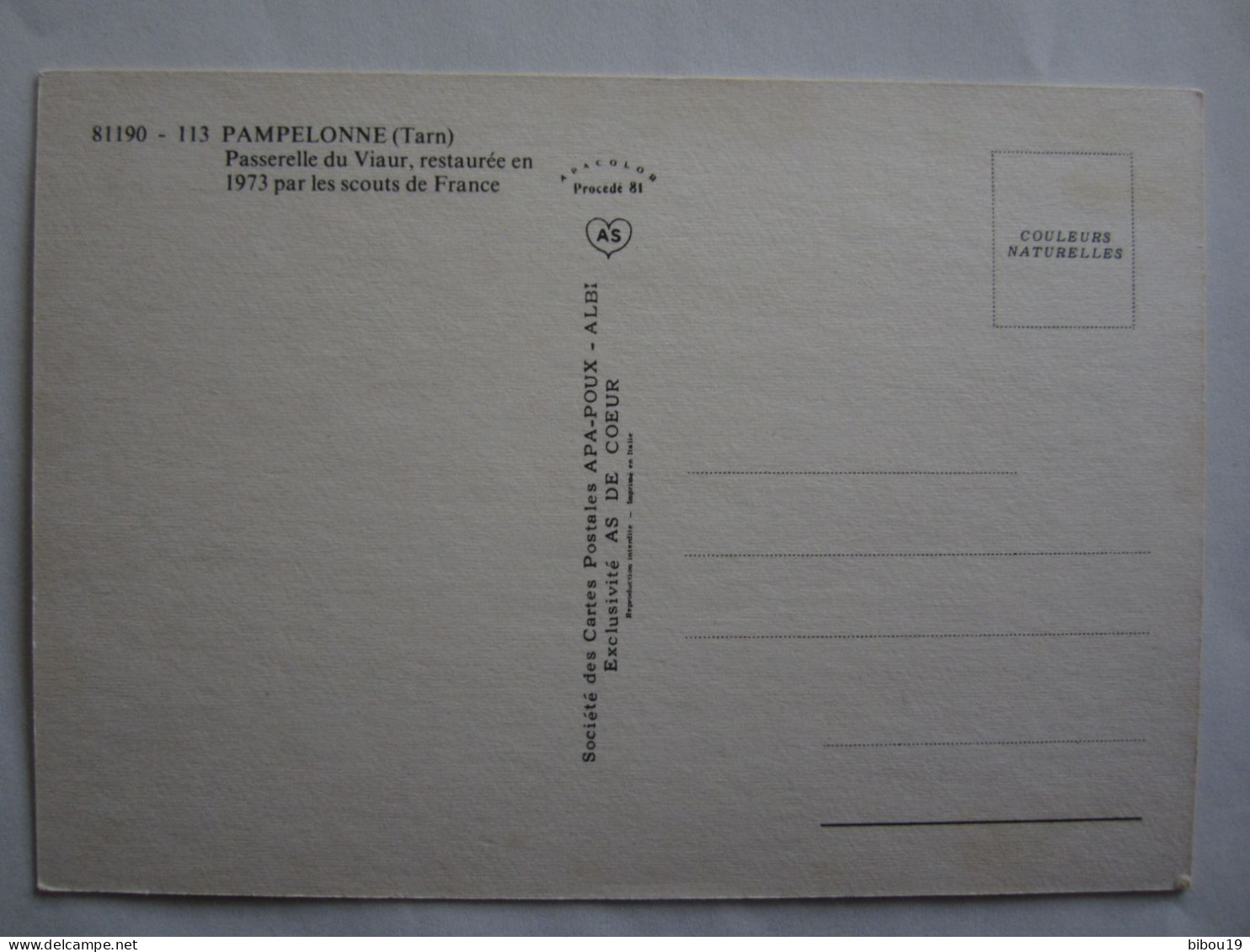PAMPELONNE LA PASSERELLE DU VIAUR RESTAUREE EN 1973 PAR LES SCOUTS DE FRANCE - Pampelonne